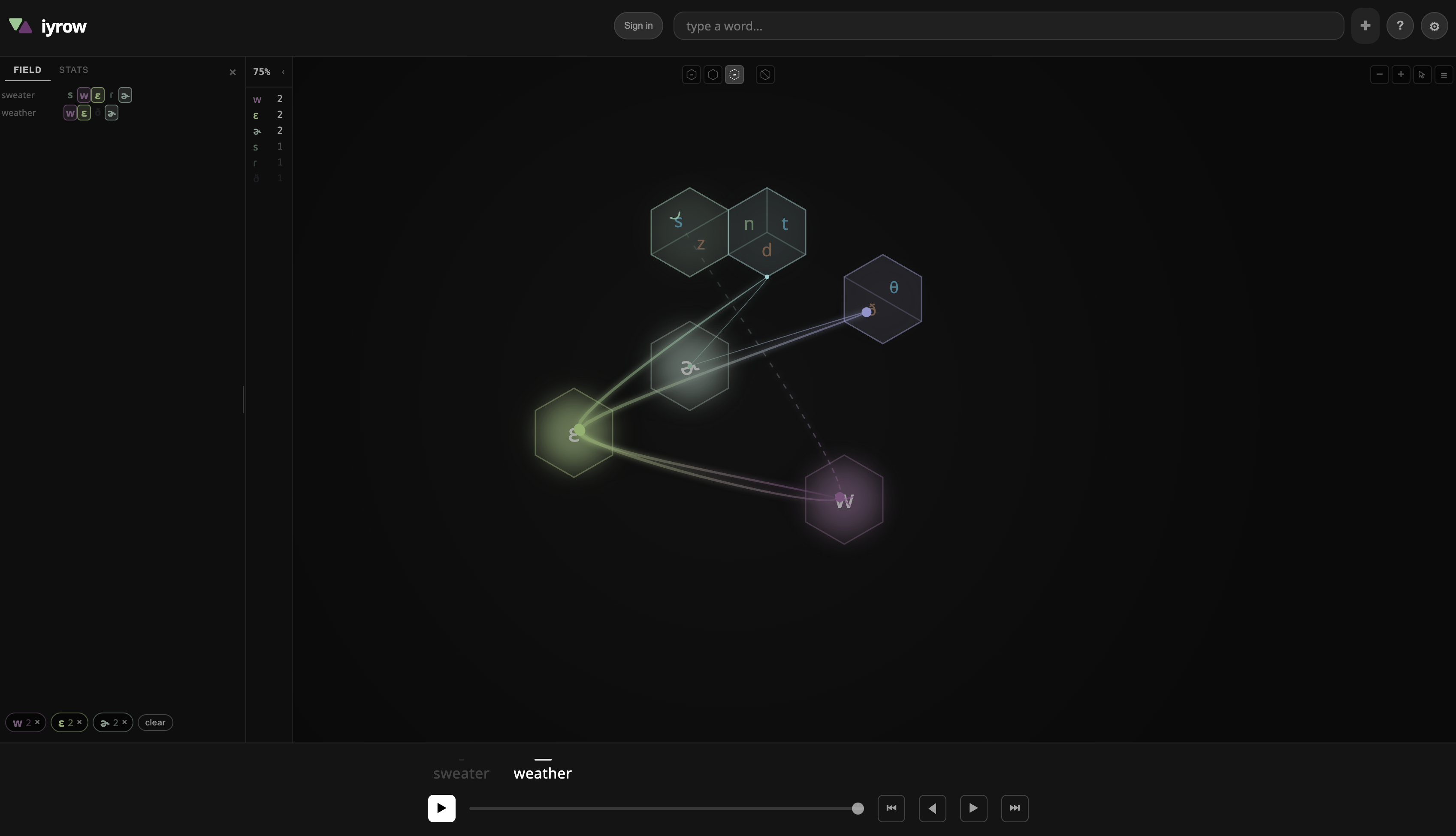 field panel — shared sounds highlighted
